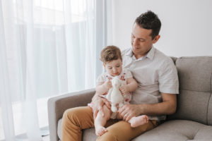 Father and daughter baby photography in studio